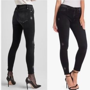Hudson Nico Mid Rise Super Skinny Embellished Ankle Jeans Size 27.